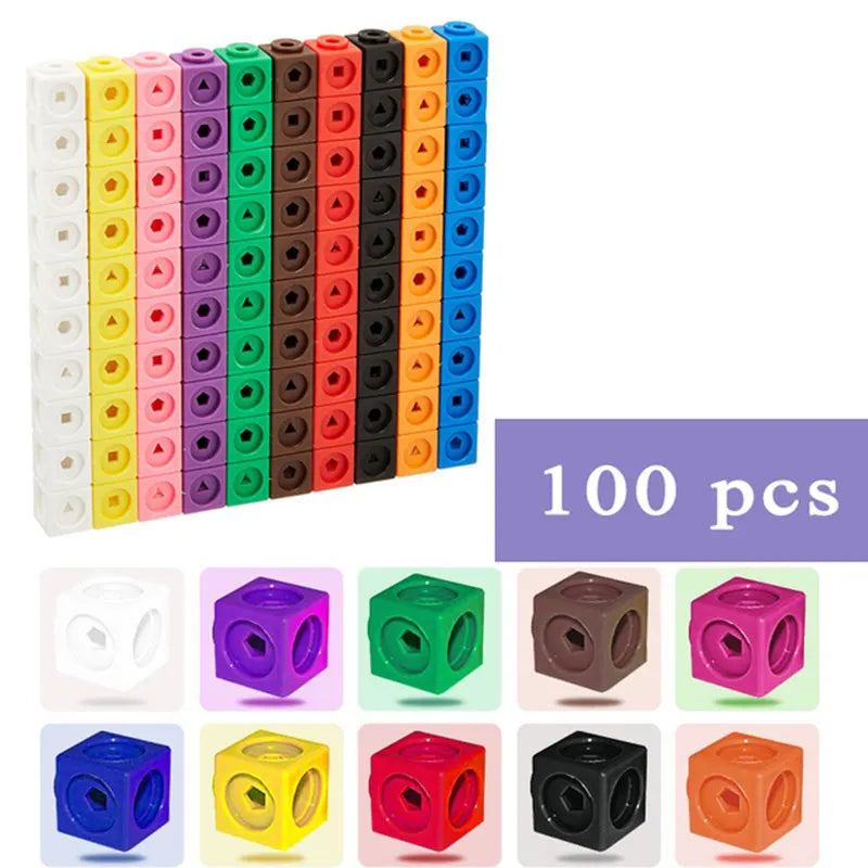 Montessori Rainbow Link Cubes - Educational Counting Blocks BZS00001B