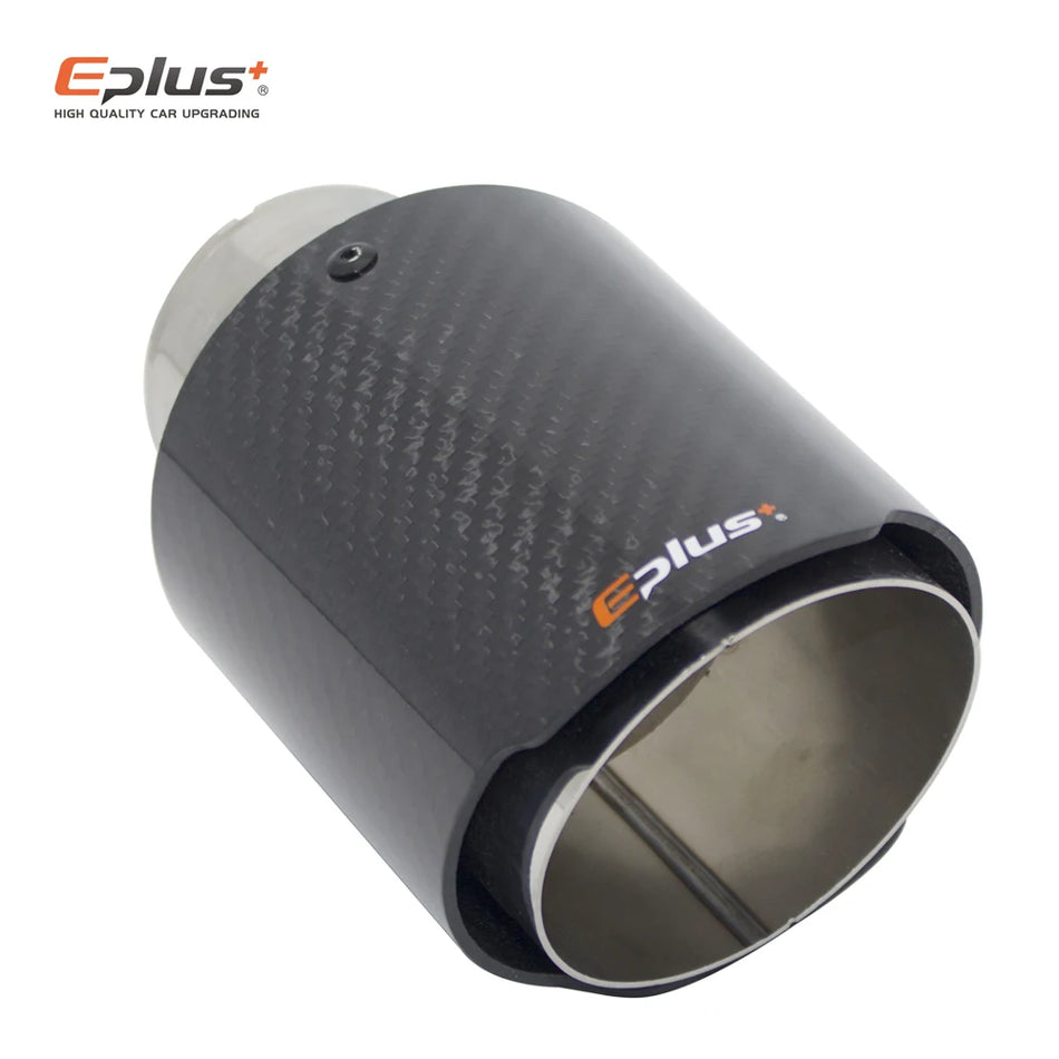 Eplus+ Carbon Fiber Muffler Tip Universal Stainless Silver Finish