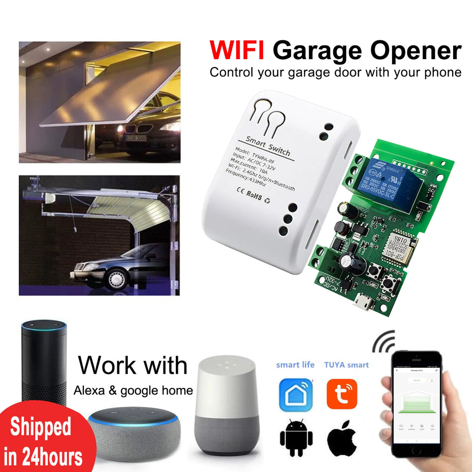 Smart Garage Door Opener WiFi Switch Sliding Gate Controller Work With Alexa Echo Google Home SmartLife Tuya APP Remote Control