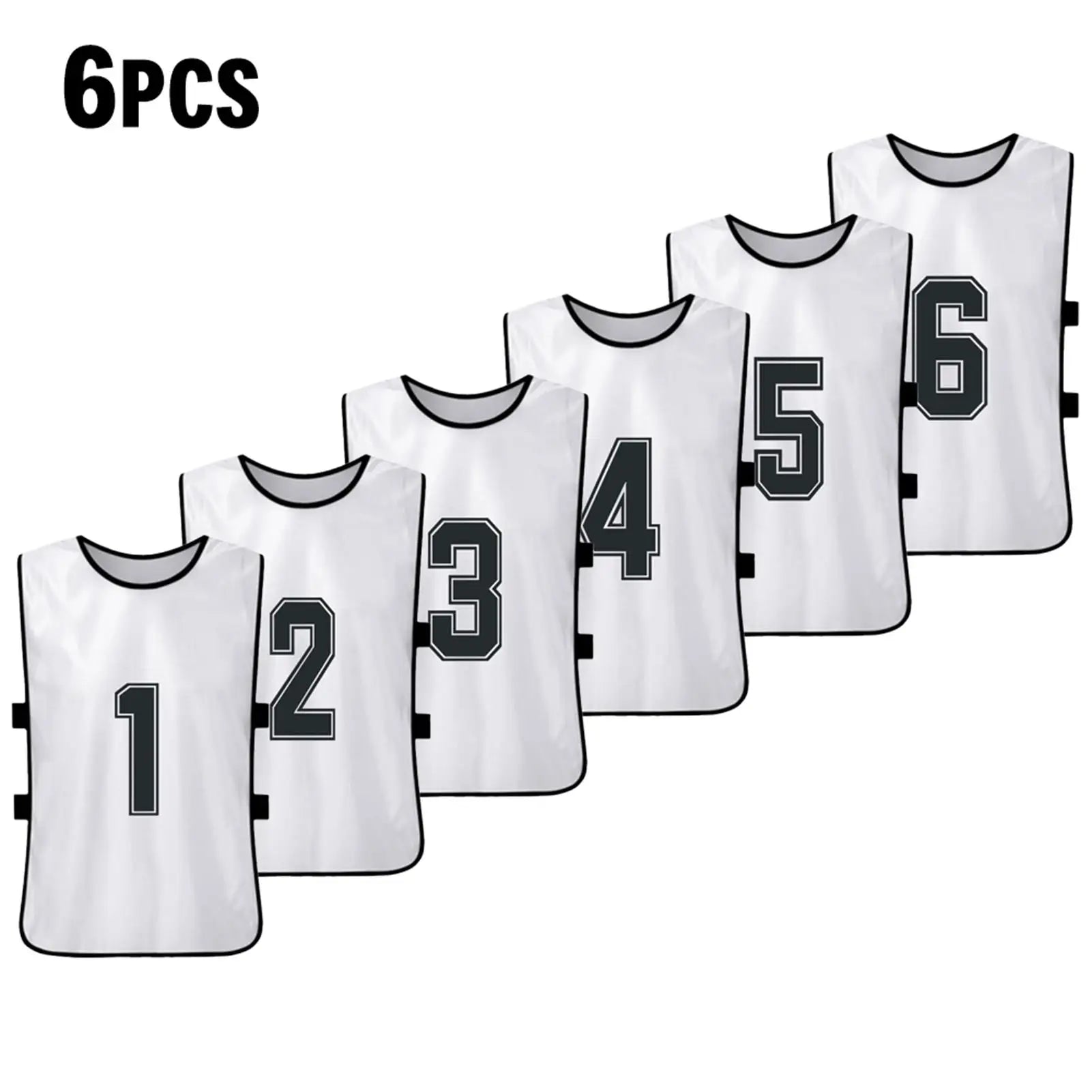 6/12 PCS Adults Soccer Pinnies &ndash; Quick Drying Fabric White  6pcs