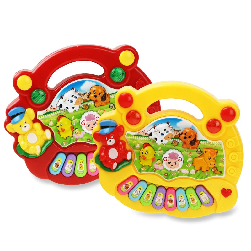 🟠 Детская музыкальная игрушка с животным звучание детей пианино клавиатура Электрический мигающий музыкальный инструмент