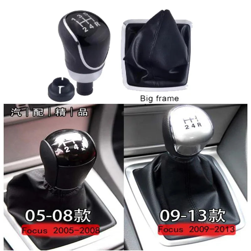 Gear Shift Knob, Silver/Black Finish, for Ford Focus MK2