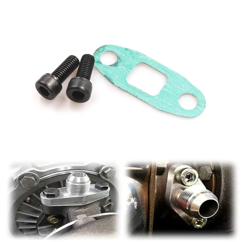 Turbo Oil Drain Outlet Flange Gasket 10AN Garrett GT28 GT30 GT35 T3 T4 Adapter Kit Set Turbocharger by InterCyprus Trading Ltd