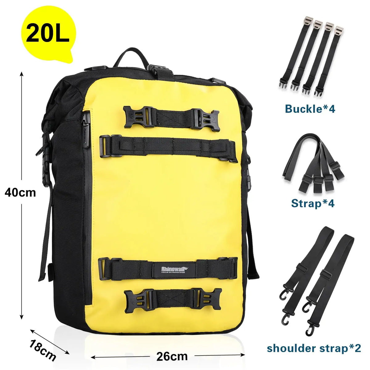 Rhinowalk Motorcycle Rear Seat Bag 10L/20L/30L Waterproof Motocross Luggage Pack Multi-Function Tail Bag with Raincover by InterCyprus Trading Ltd