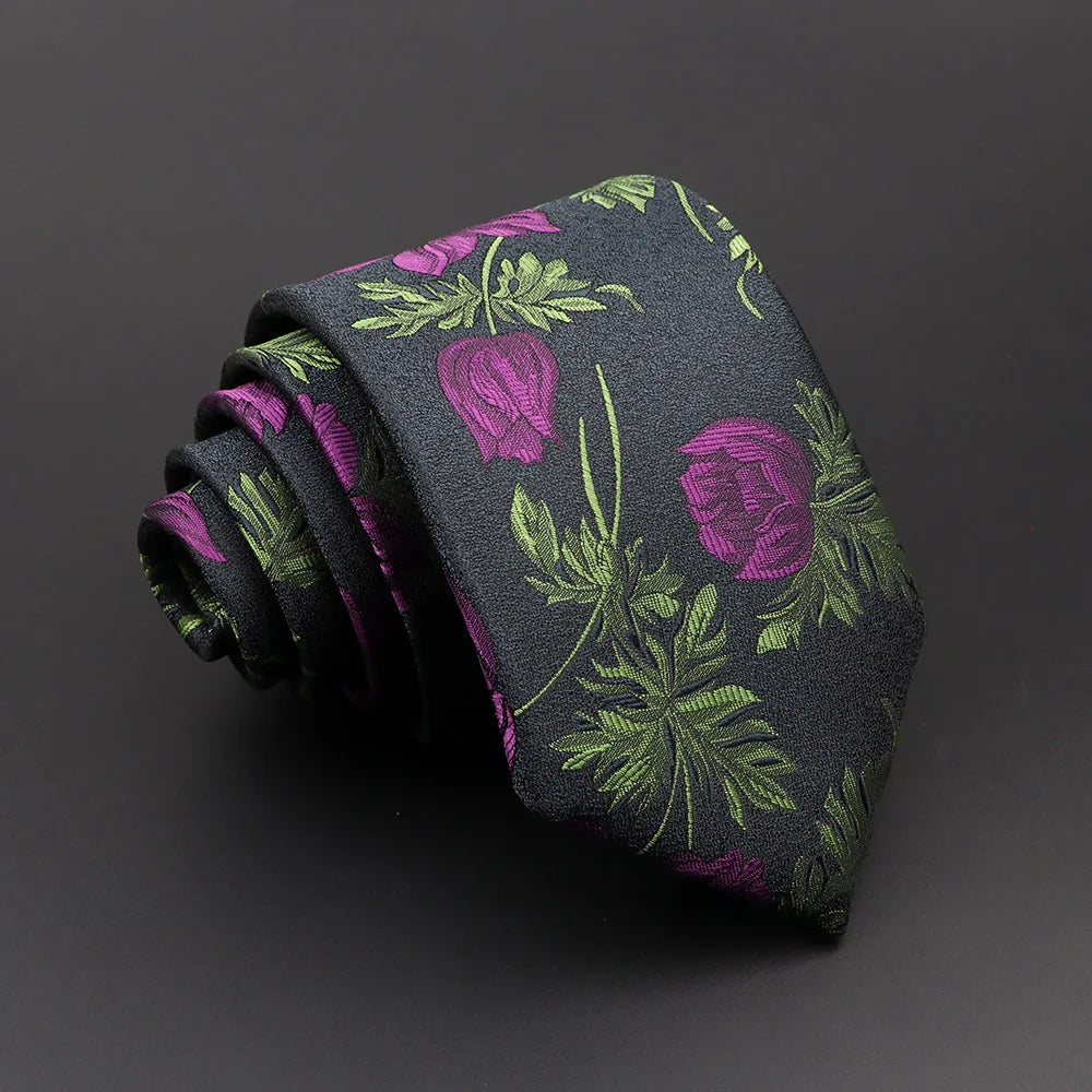 Floral Men's Tie in Red, Blue, and Green for Business or Wedding 5