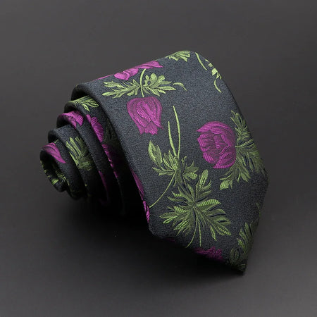 Floral Men's Tie in Red, Blue, and Green for Business or Wedding 5