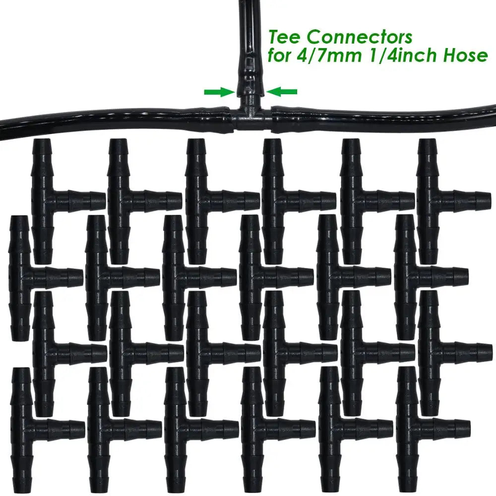 SPRYCLE 1/4 Inch Tee Connectors for Drip Irrigation - 20-100PCS
