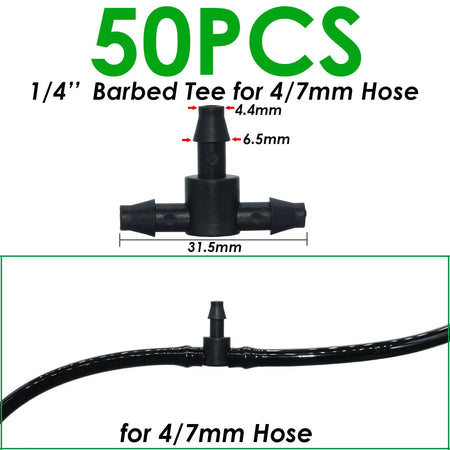 SPRYCLE 1/4 Inch Tee Connectors for Drip Irrigation - 20-100PCS SPL11-006-50PCS / 1/4''