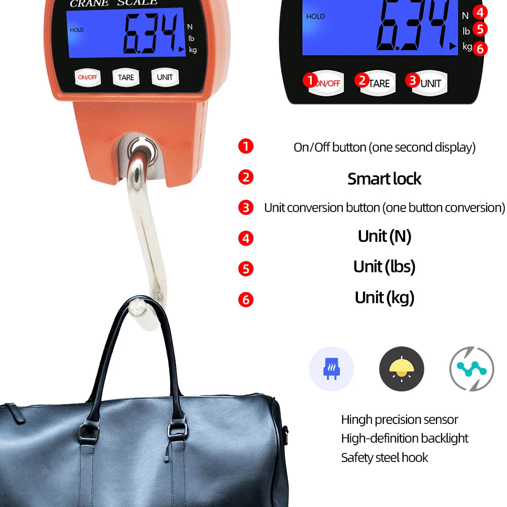 S033 Mini Crane Scale &ndash; Portable LCD Display 300kg Capacity