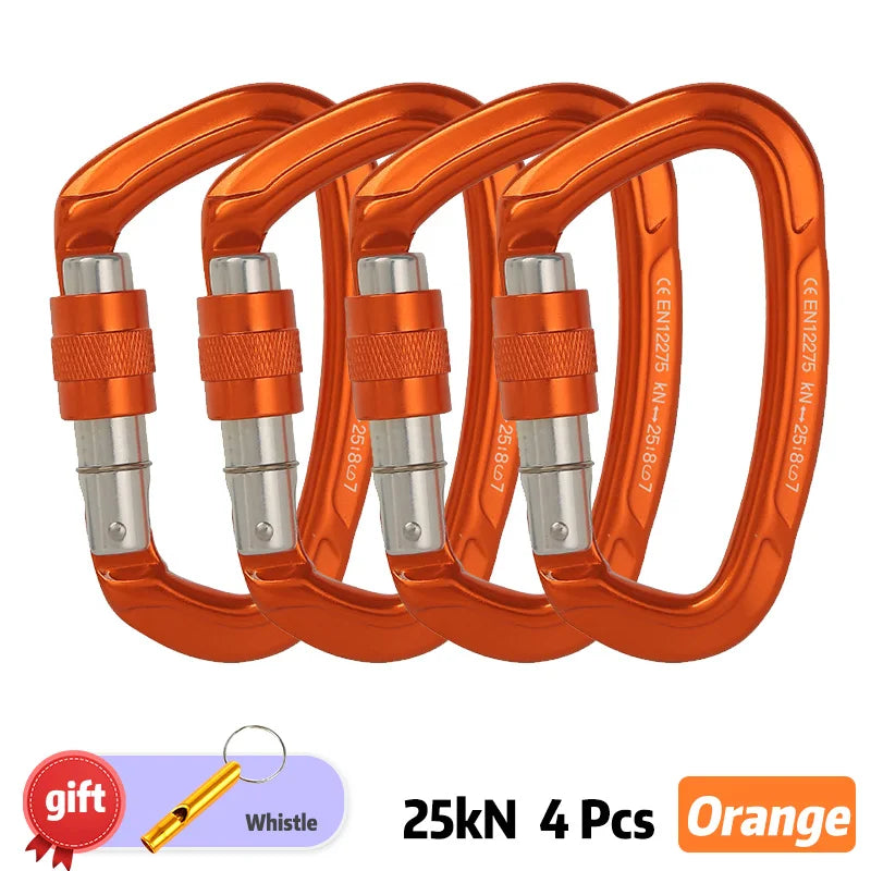 XINDA 25kN D-Shape Screwgate Carabiner - Strong Aluminium Alloy for Outdoor Adventures Orange 4
