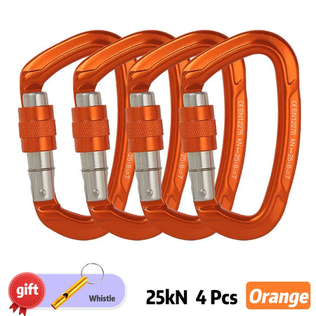 XINDA 25kN D-Shape Screwgate Carabiner - Strong Aluminium Alloy for Outdoor Adventures Orange 4