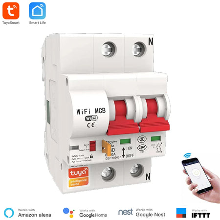 Tuya 40A Smart WiFi Circuit Breaker with Overload &amp; Short Circuit Protection 2P 40A