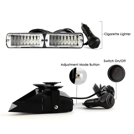 16 LED Strobe Signal Emergency Windshield Warning Beacon Lights Red Blue Yellow Amber White Green Auto Car Accessories by InterCyprus Trading Ltd