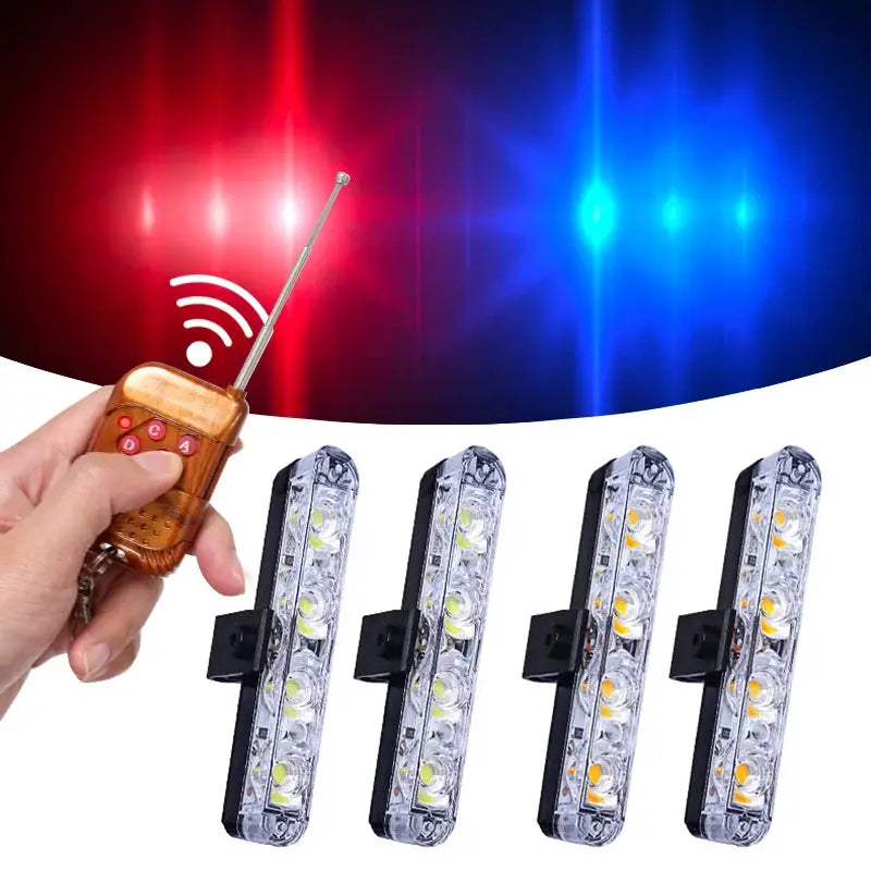 Grill Car LED Light Strobe Red Blue Emergency Remote Wireless Control Flash Signal Fireman Beacon Warning Lamp by InterCyprus Trading Ltd