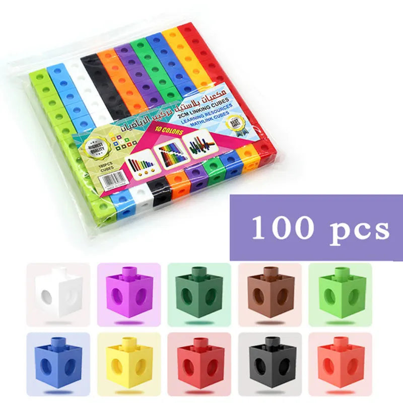 Montessori Rainbow Link Cubes - Educational Counting Blocks BZS00001A