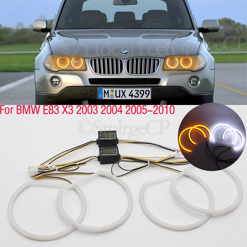 Witte En Gele LED Angel Eyes DRL Kit Voor BMW E83 X3