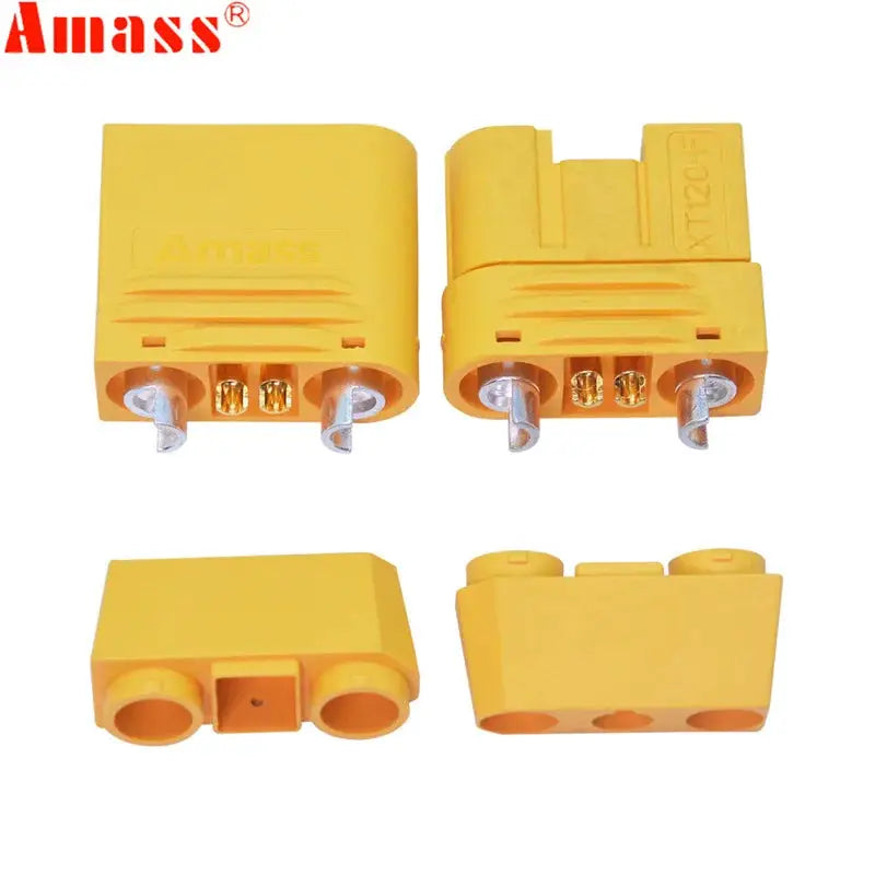 1 Pair Amass XT120 (2+2) 60A Large Current Lipo Battery Connector Male Female Sheathed Plug with Signal Pin for RC UAV FPV Drone by InterCyprus Trading Ltd