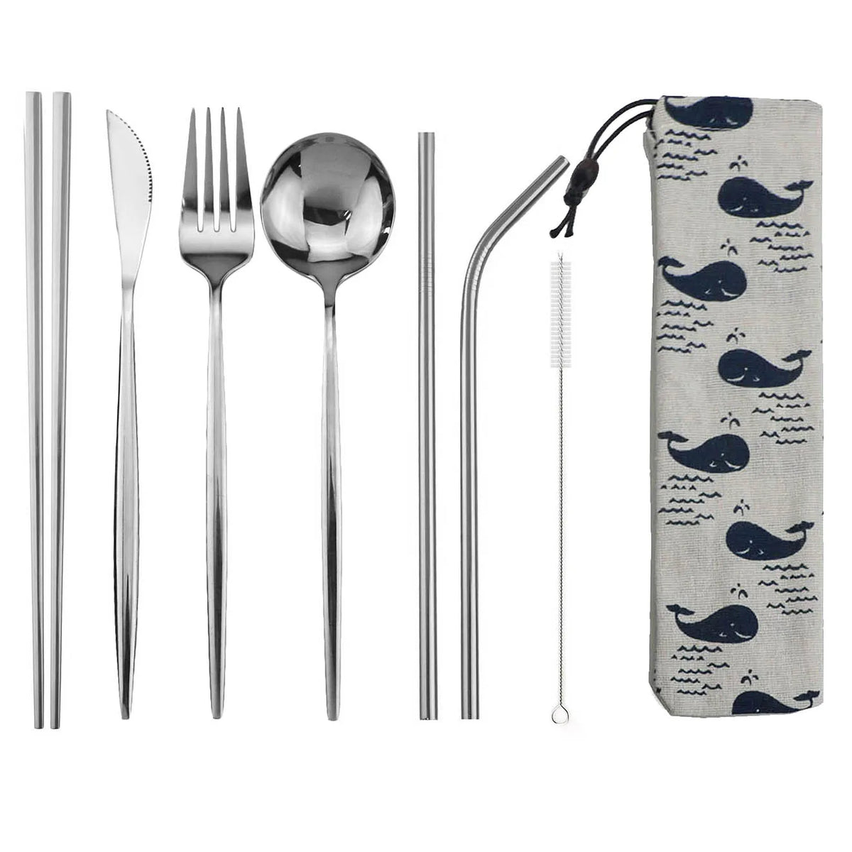 KNGZI 8pcs Travel Cutlery Set &ndash; Eco-Friendly Stainless Steel Silverware