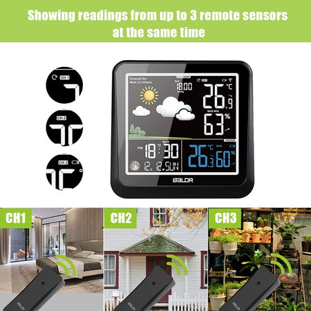 Baldr Colour Digital Weather Station with Moon Phase &amp; Remote Sensor