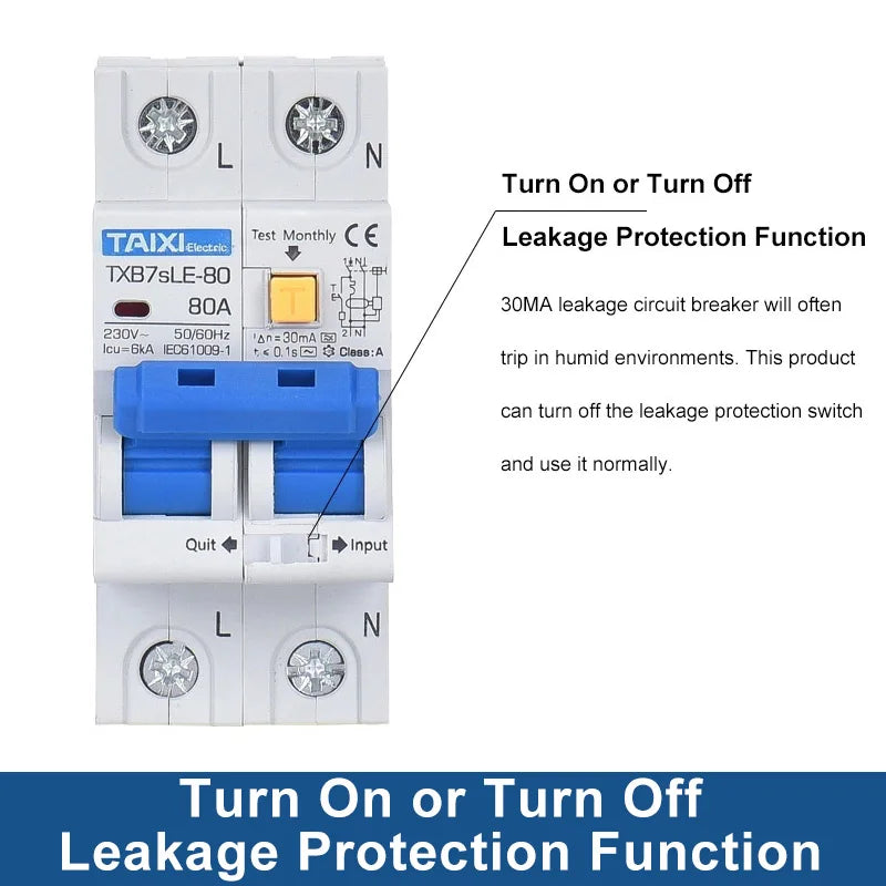 Type A Rccb TAIXI Type A RCCB RCBO Residual Current Circuit Breaker - 10A to 63A ...