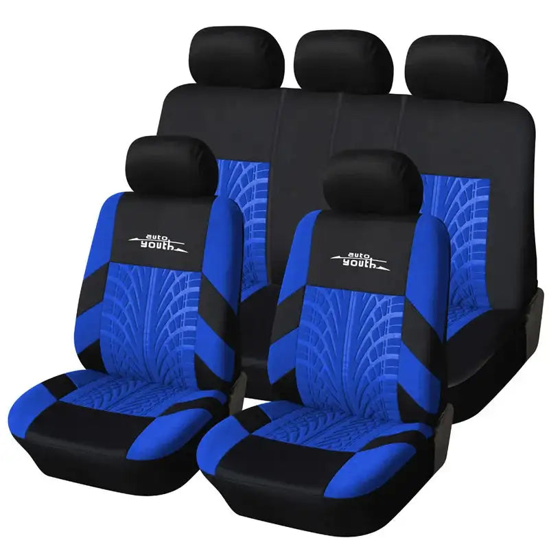 Autoyouth Car Seat Covers Set &ndash; Universal Fit For Most Cars Blue full set