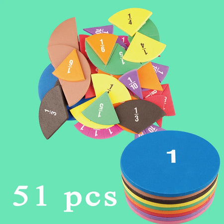 51Pcs Circular Fractions Toy Set - Early Math Learning