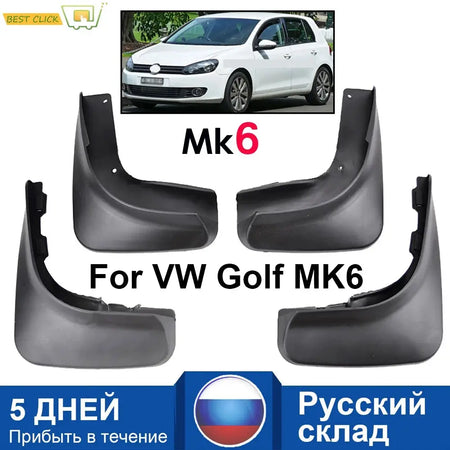 Front Rear Mud Flaps For Volkswagen VW Golf 6 Mk6 2009 2010 2011 2012 Set Molded Mudflaps Splash Guards Mud Flap Mudguards by InterCyprus Trading Ltd