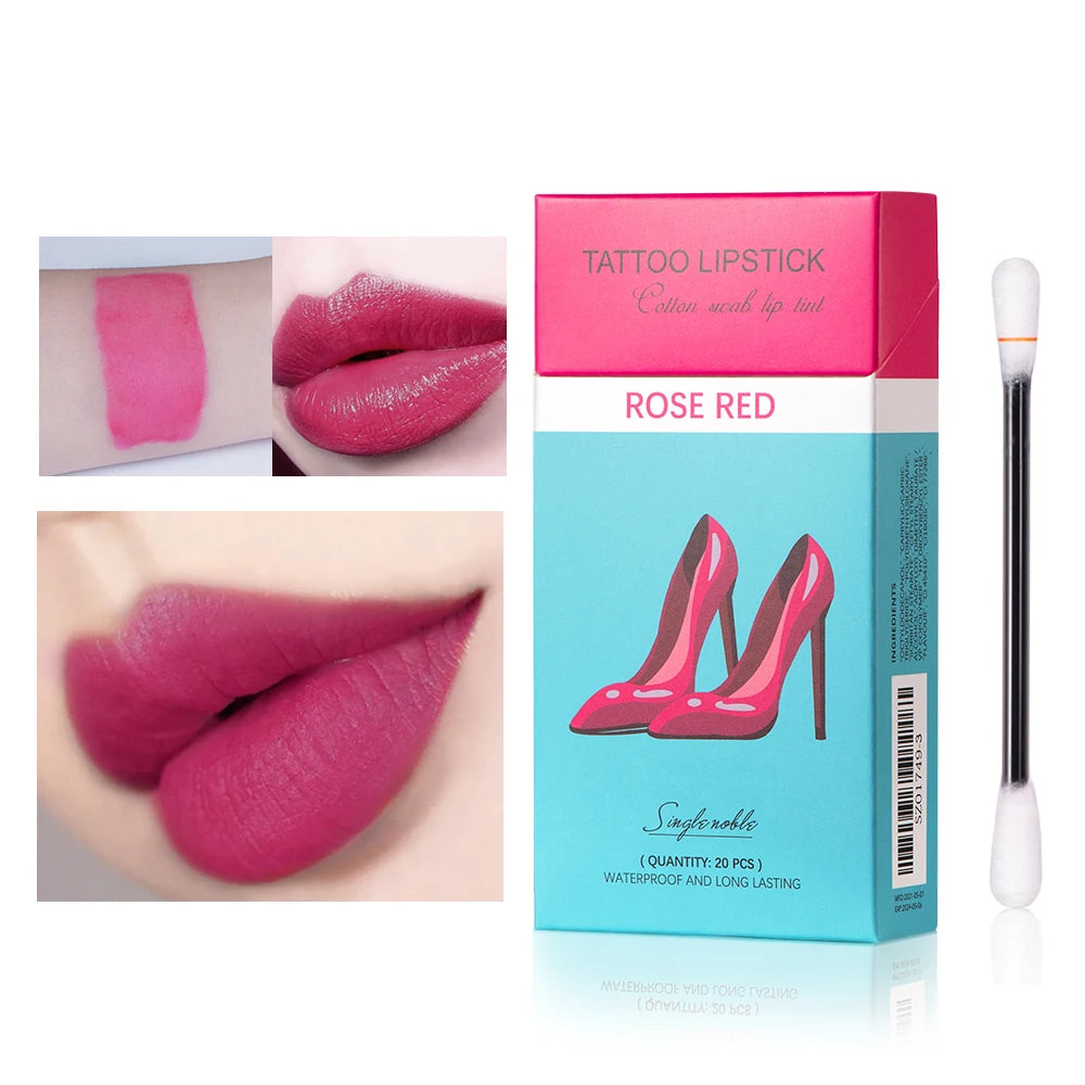 20pcs Non-Stick Waterproof Lip Stain Set rose red