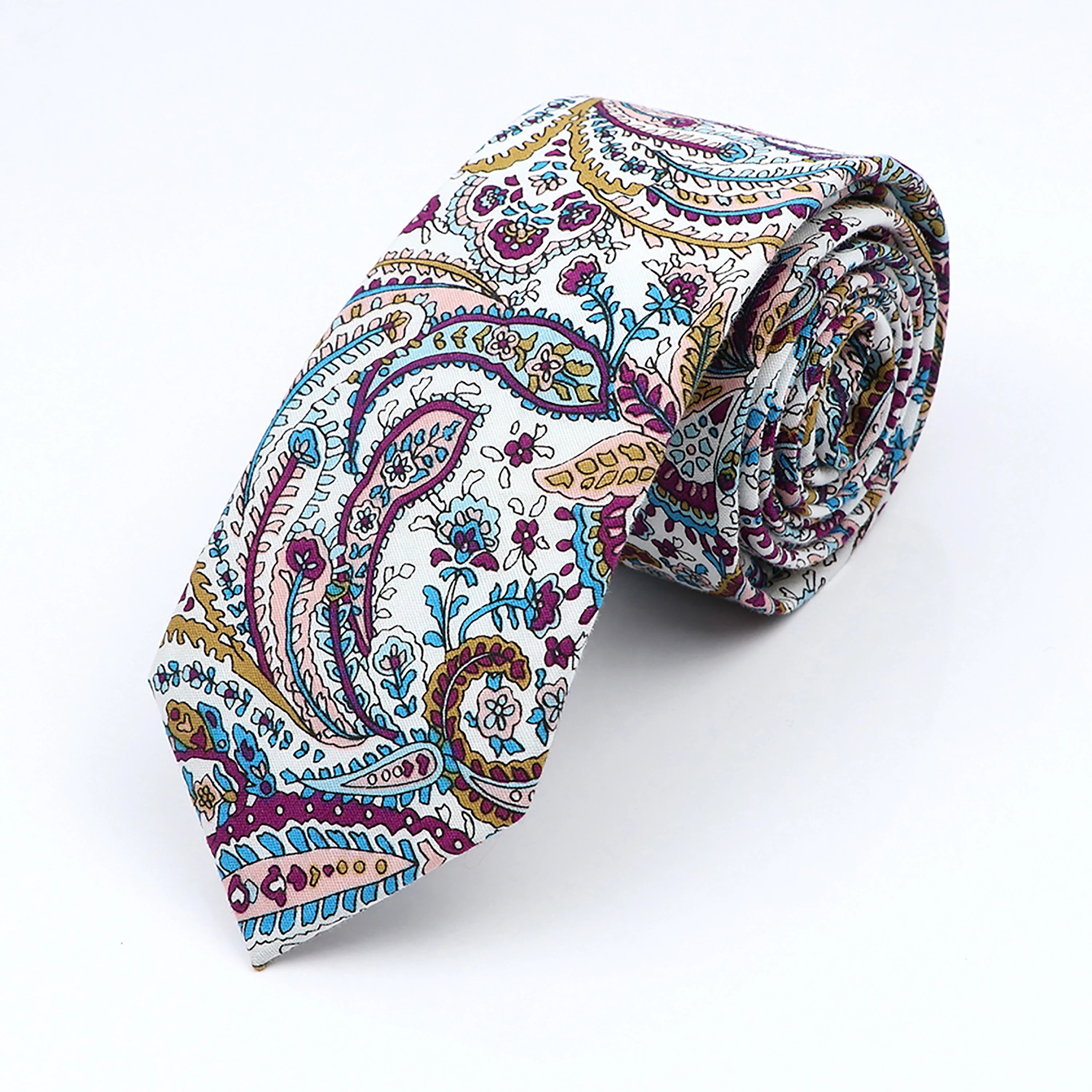 Floral Elegance Cotton Tie for Men and Women