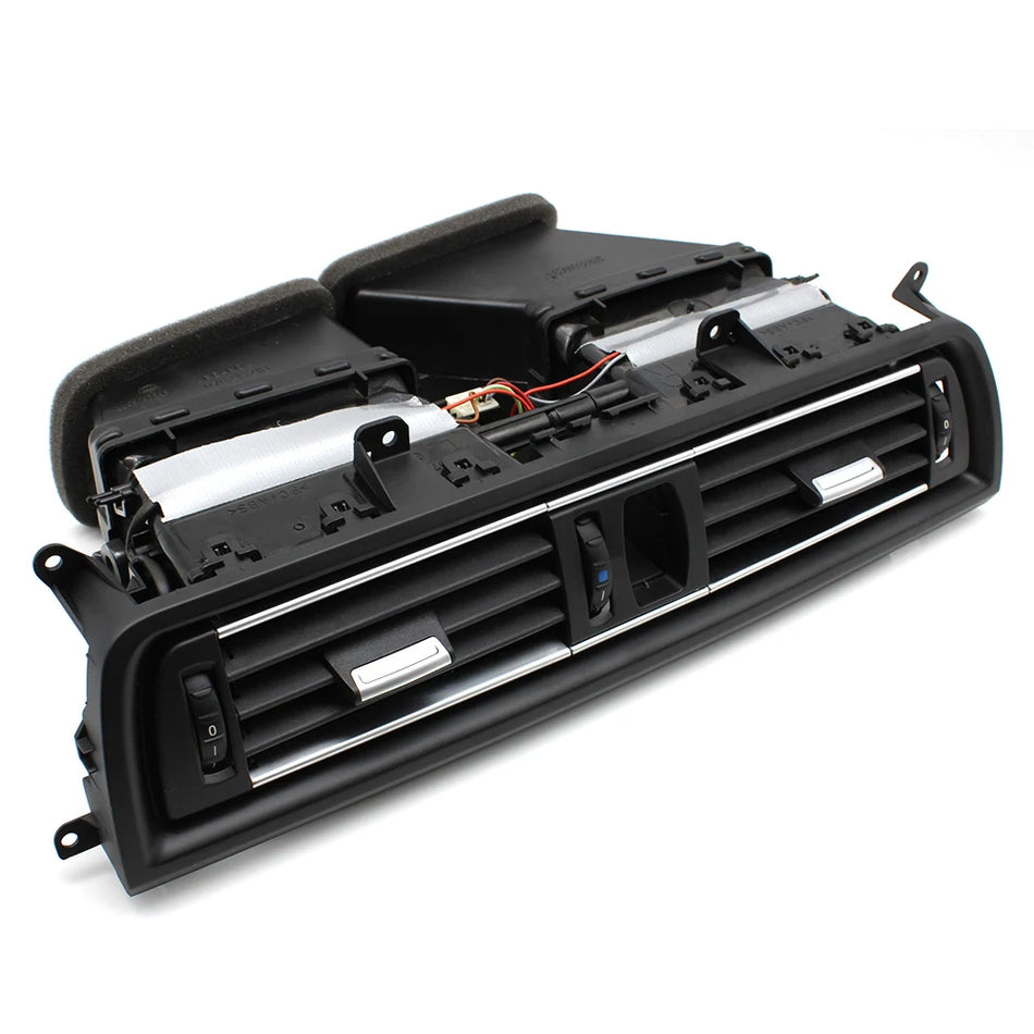 Front Central AC Vent Grille Outlet Assembly for BMW F10 F11 2010-2017 PC ABS Chrome Finish