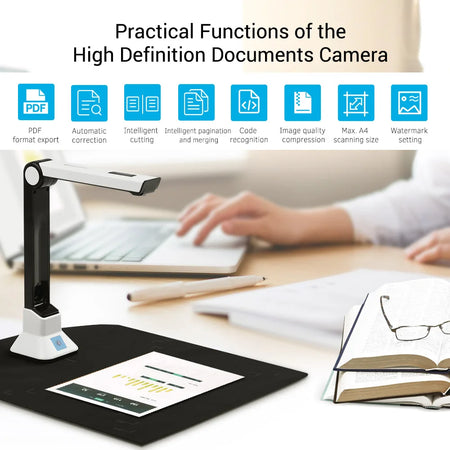 BK50 Portable 10MP HD Book Scanner - A4 Document Camera