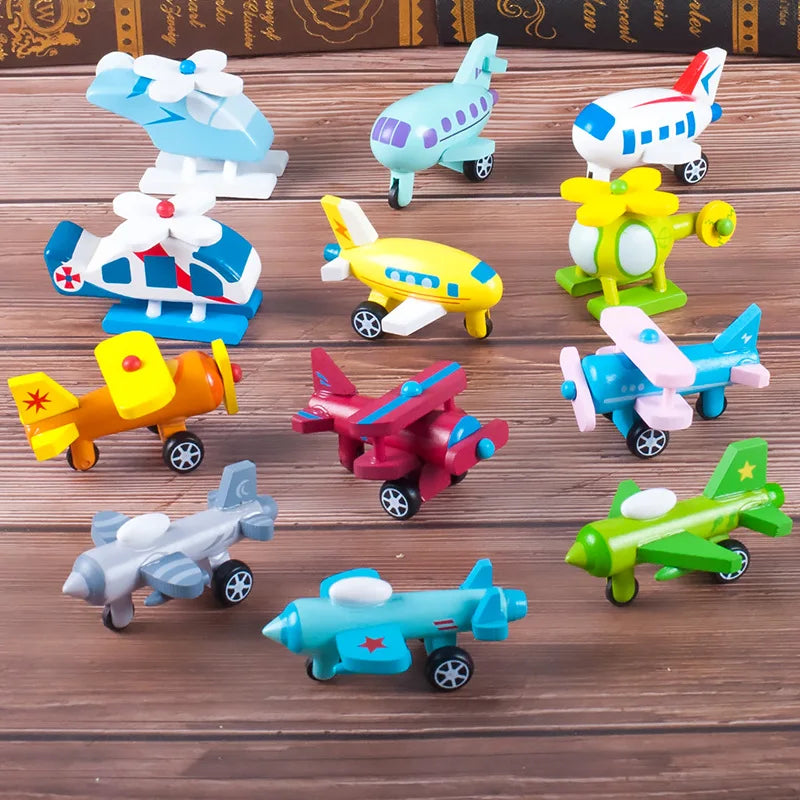 12PCS Set Mini Wooden Car Airplane Toy &ndash; Educational Toy