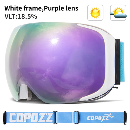 COPOZZ Magnetic Ski Goggles &ndash; UV400 Anti-Fog Protection lens purple