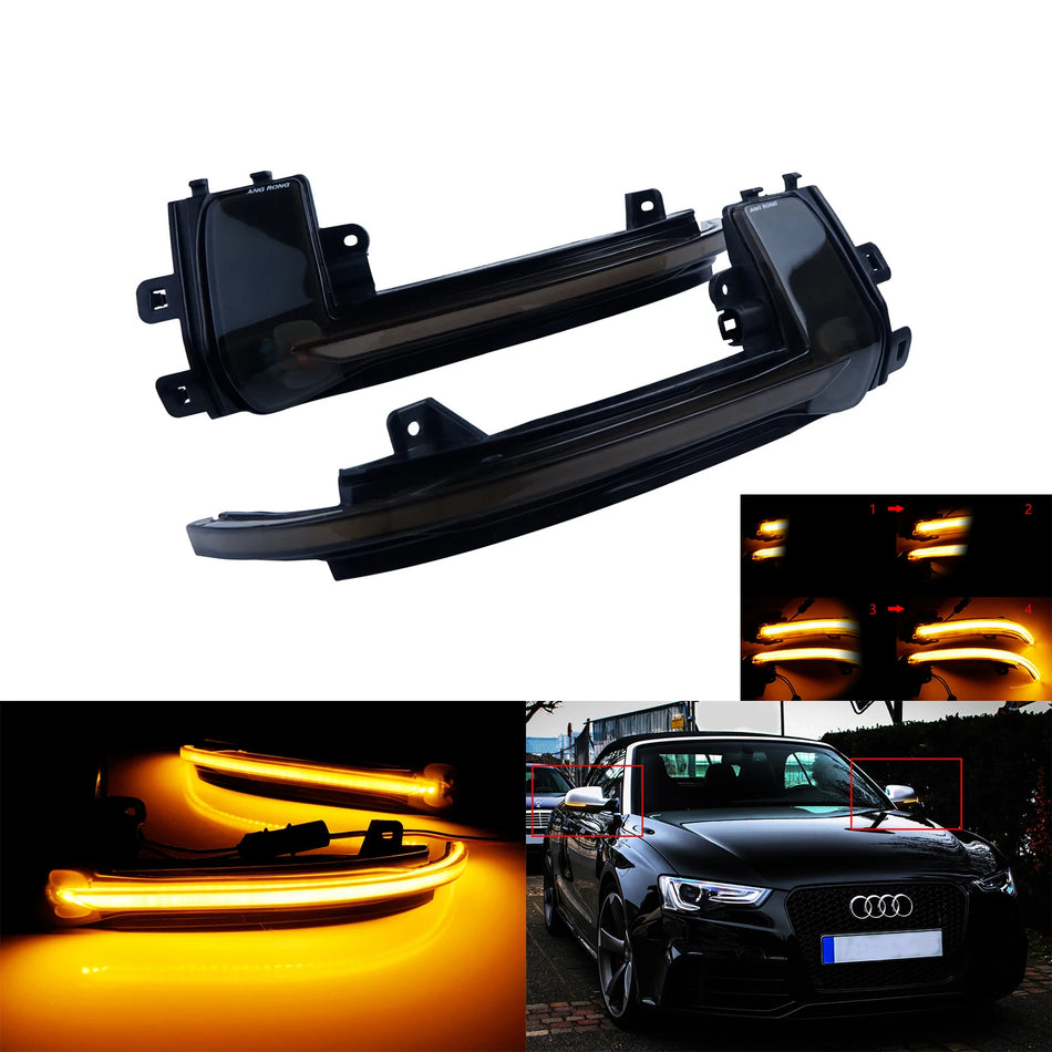 Dynamický jantárový LED smerový signál na bočnom zrkadle pre Audi A3 A4 B8 A5