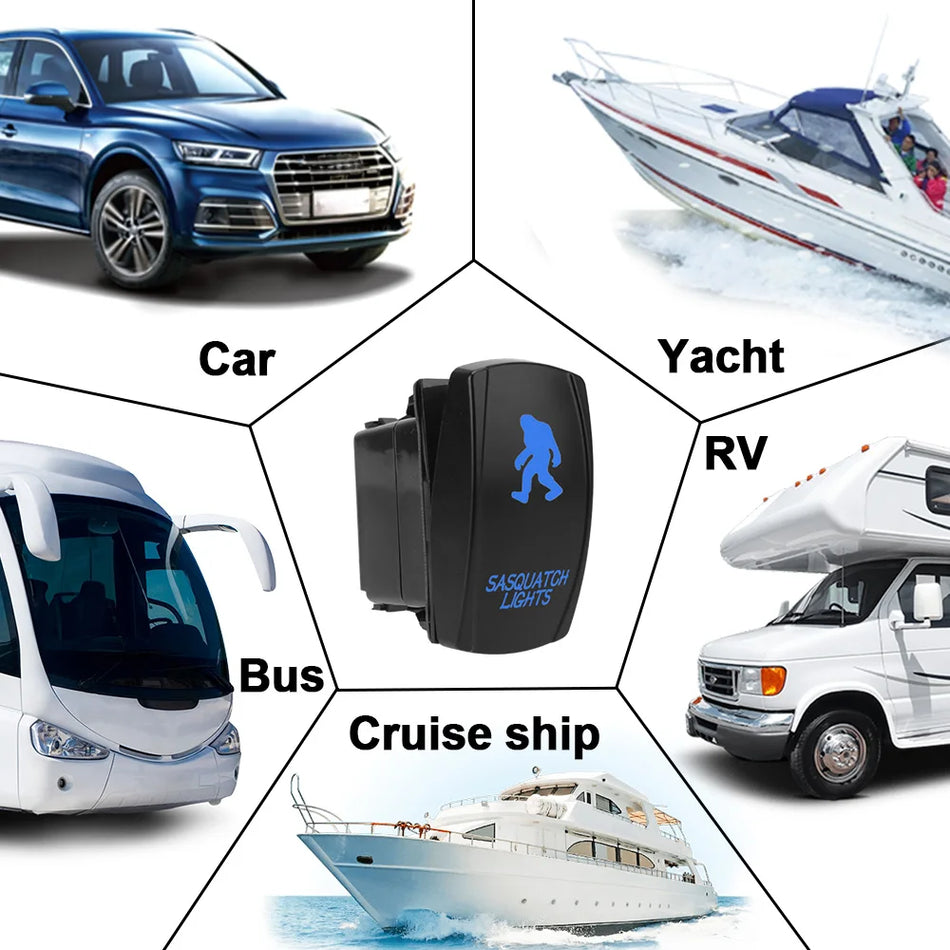 24V Přepínač světla automobilu s modrou LED, pro karavan, nákladní auto, obytný vůz, loď