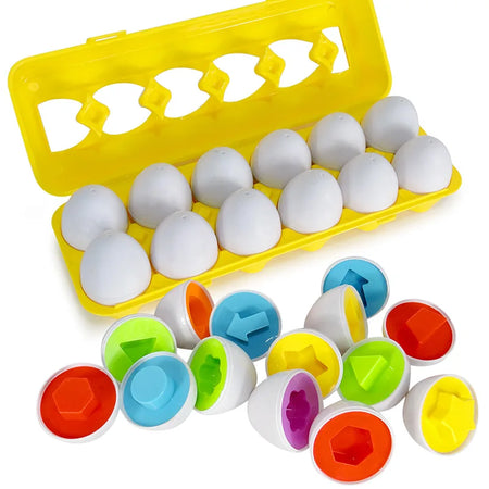 Montessori Egg Toys &ndash; Geometric Shapes Alphabet Puzzle Fun 12pcs shape egg