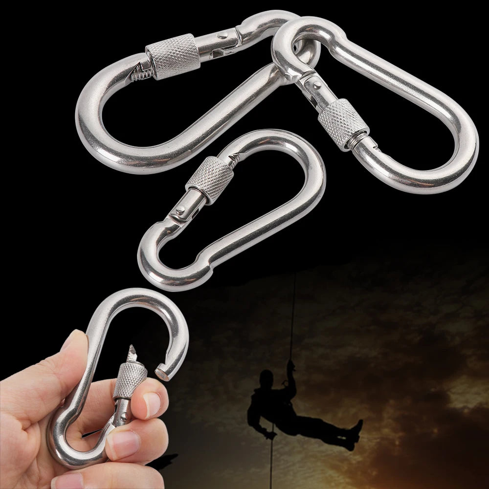 304 Stainless Steel Lock Ring Carabiner Snap Hook for Outdoor Climbing