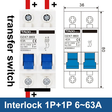 SUMRET DZ47 Mini Circuit Breaker for DC Battery Protection, 6-150A 12-240V