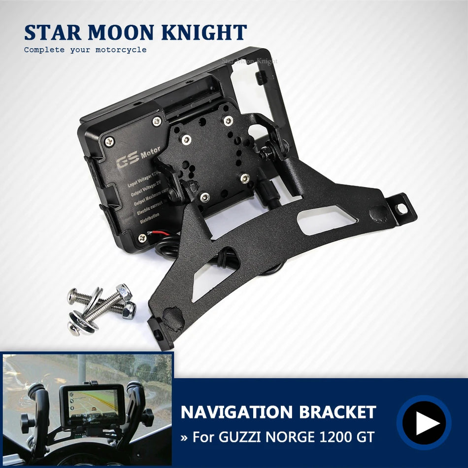Guzzi Norge 1200 GT GPS viedtālruņa turētājs, metāls, melna laminēta apdare, ūdensizturīgs