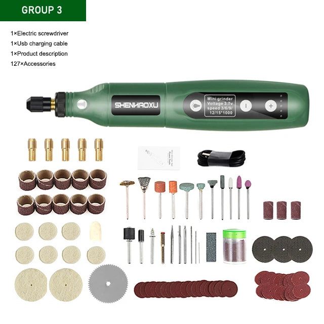 5-Speed Cordless Engraving &amp; Drilling Tool with Battery and Accessories PSD-008-127 pcs / CHINA