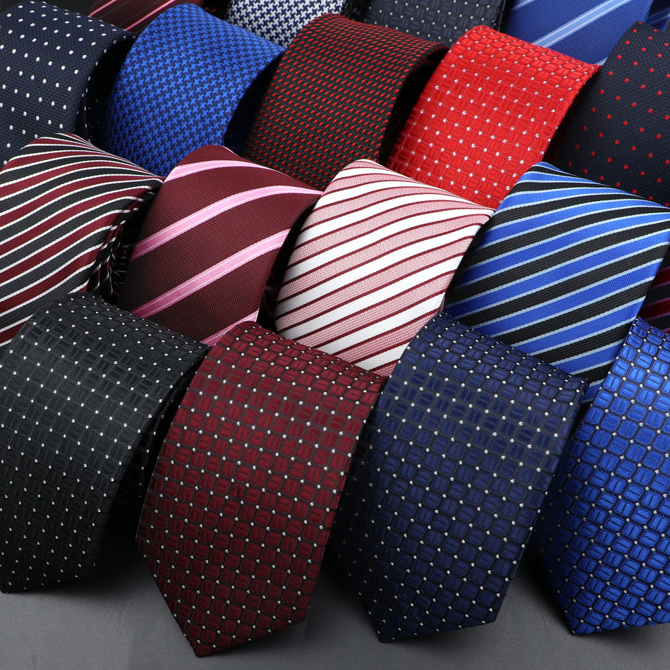 ZLQ&amp;GOUG Men's Dot Striped Necktie - Blue, Black, Red, Pink