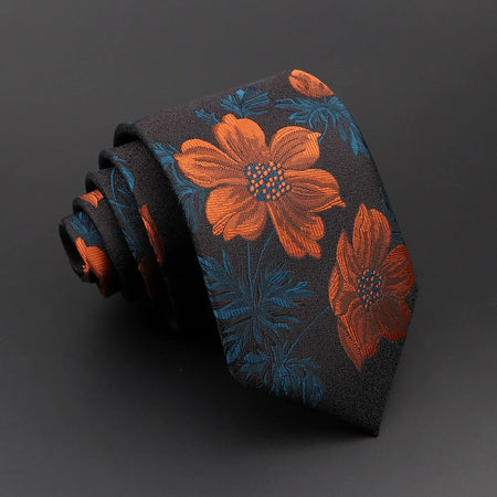 Floral Men's Tie in Red, Blue, and Green for Business or Wedding