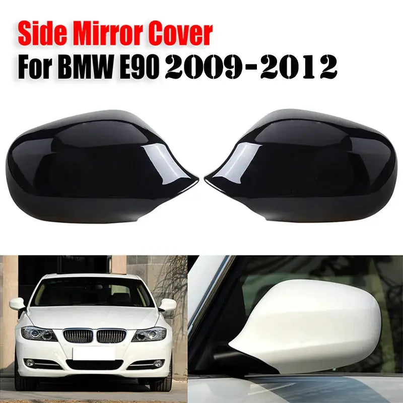 Glossy Black Side Mirror Covers for BMW E90 E91 LCI by InterCyprus Trading Ltd