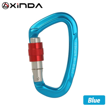 XINDA 25kN D-Shape Screwgate Carabiner - Strong Aluminium Alloy for Outdoor Adventures Blue