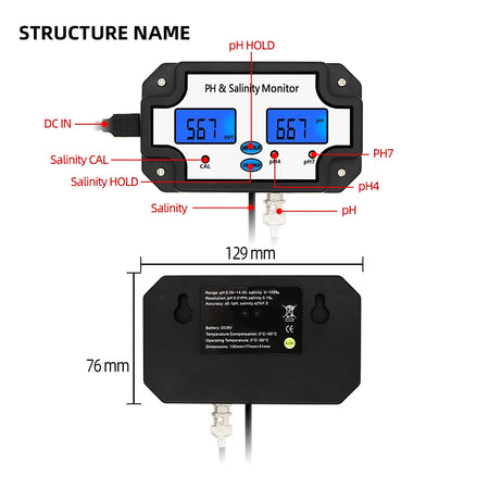 PH Salinity Meter 2 In 1 &ndash; All In One Water Quality Tester
