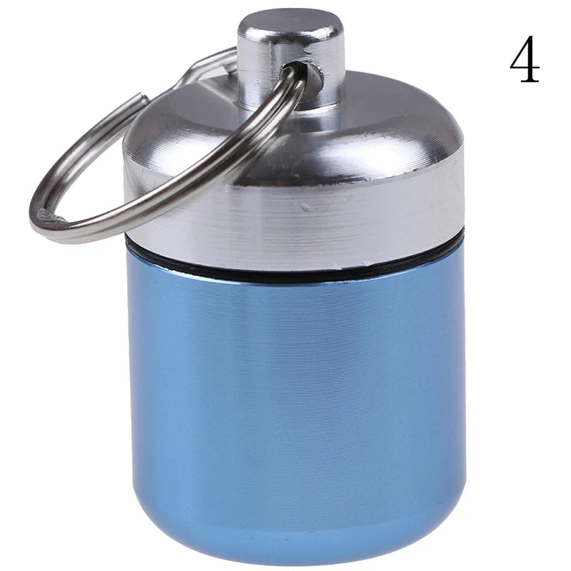 Compact Waterproof Aluminum Alloy Pill Box Keychain &ndash; Portable Medicine Storage Container for Travel and Health Care P4