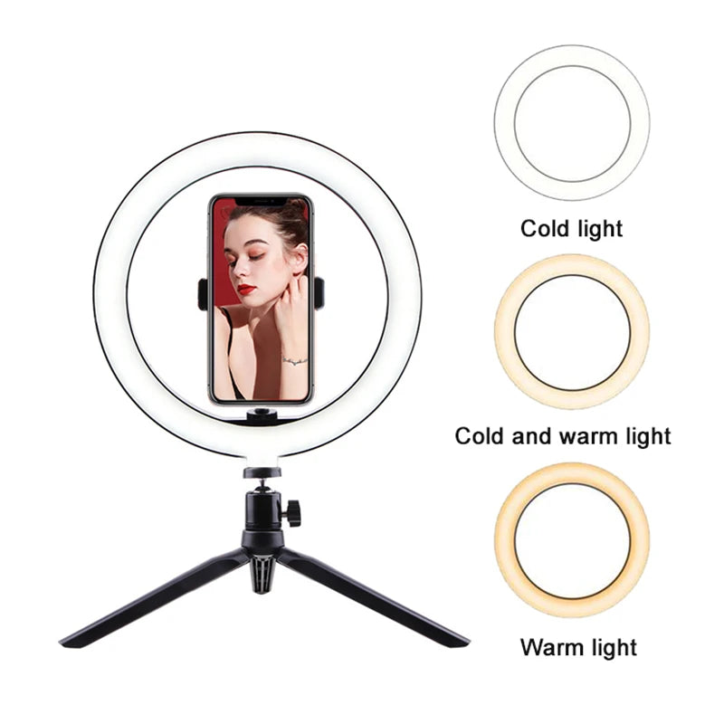 LEAFILLIGHT LED Ring Light with Tripod Stand &amp; Phone Holder for Selfies and Videos