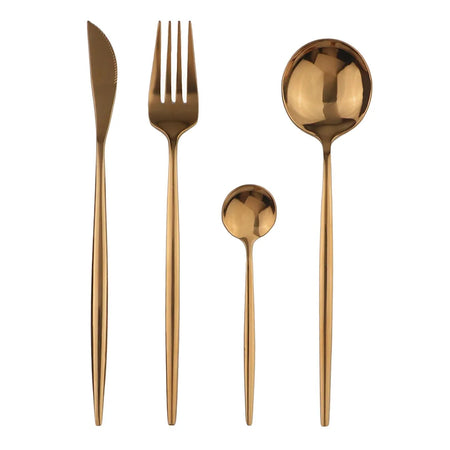 Gold Tableware Set &ndash; Elegant Mirror Finish 304 Stainless Steel 4Pcs Rose