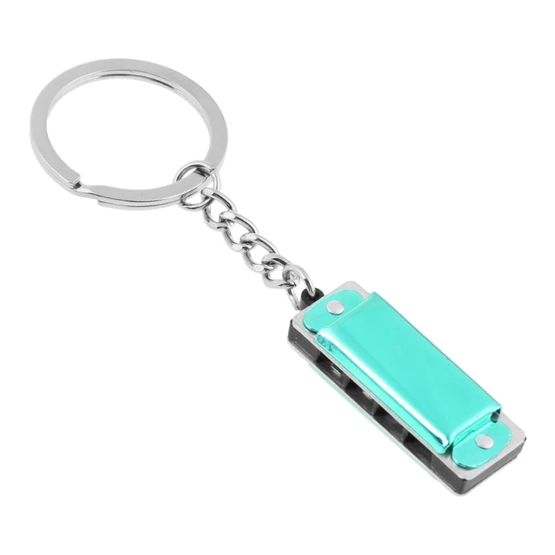 Mini Harmonica Keychain - Eight Tone 4 Hole Compact Design Green