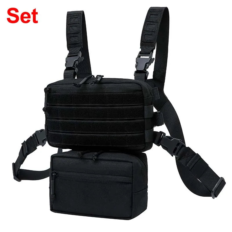 CS Wargame Chest Rig Airsoft Pouch &ndash; Molle System Ready Black set